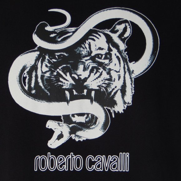 NWT Men's ROBERTO CAVALLI STRIKING TIGER GRAPHIC T Shirt Authentic - Picture 2 of 3